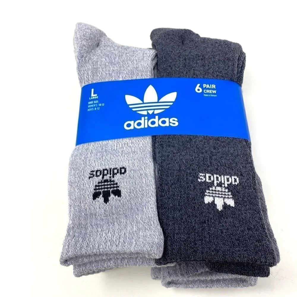 Adidas Originals Trefoil 6 Pack Crew Socks Size Large 9.5-12 B32